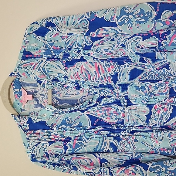 Lilly Pulitzer Preppy Dylan Tunic multi palm beach pop over blouse Size Medium - Picture 3 of 16